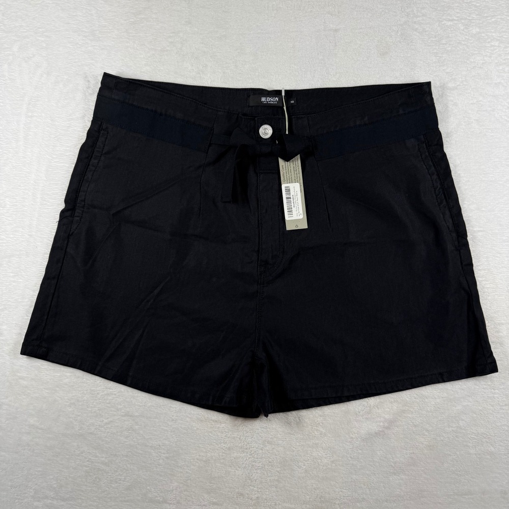 Hudson Jeans‎ Black Beauty Paperbag Short High Waist Linen Blend Size 30 NEW